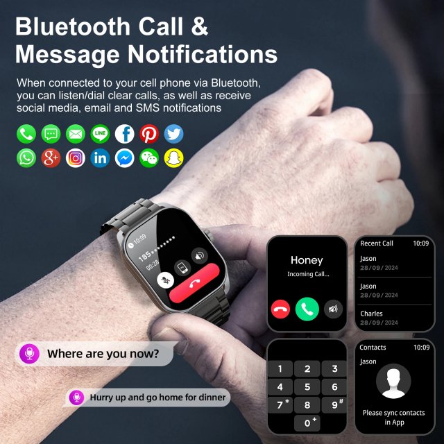 Smart Fitness Tracker with 2.01-Inch Curved Screen and Bluetooth Call - Image 2