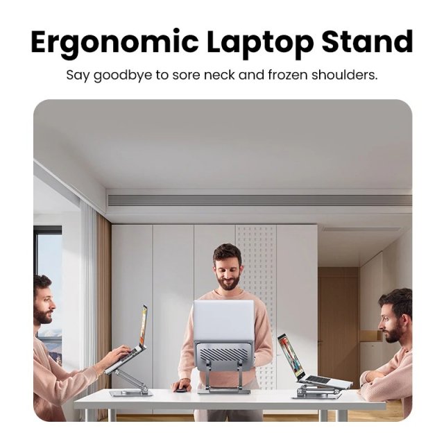 Foldable Aluminum Laptop Stand with 360° Rotation and Dual Shaft Design - Image 6