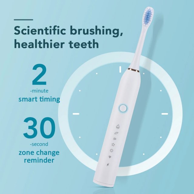 Rechargeable Sonic Electric Toothbrush with 6 Modes, Tartar Remover & Whitening Tool - Image 3
