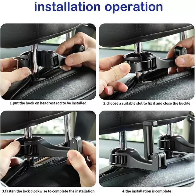 2-in-1 Car Hook and Phone Holder for Headrest – Multi-functional Backseat Organizer - Image 3
