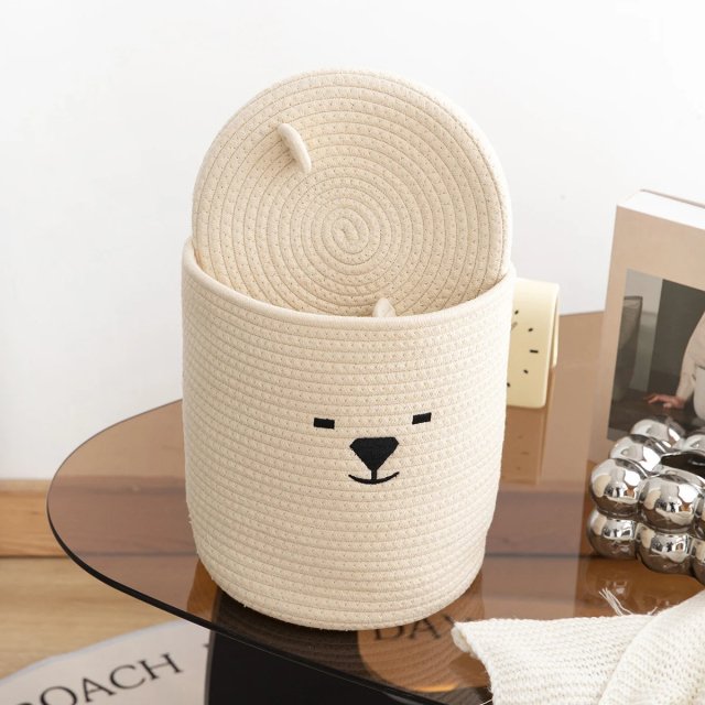 Foldable Storage Basket with Lid for Living Room, Bedroom & Study - Image 3