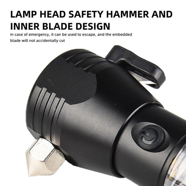 Multifunctional Emergency Flashlight with Car Safety Hammer and Solar Charging - Image 3