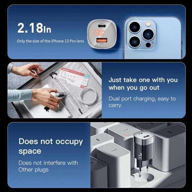 33W GaN USB Fast Charger with Digital Display - Image 7