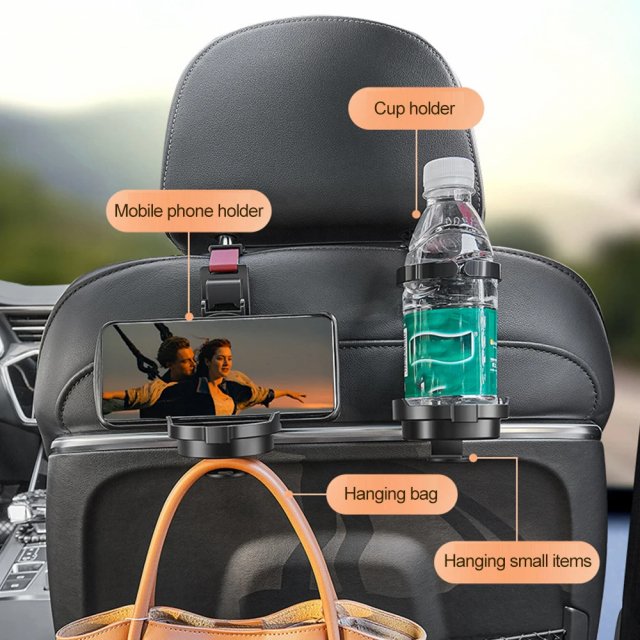 Multifunctional Car Seat Back Organizer with Cup and Phone Holder - Image 4