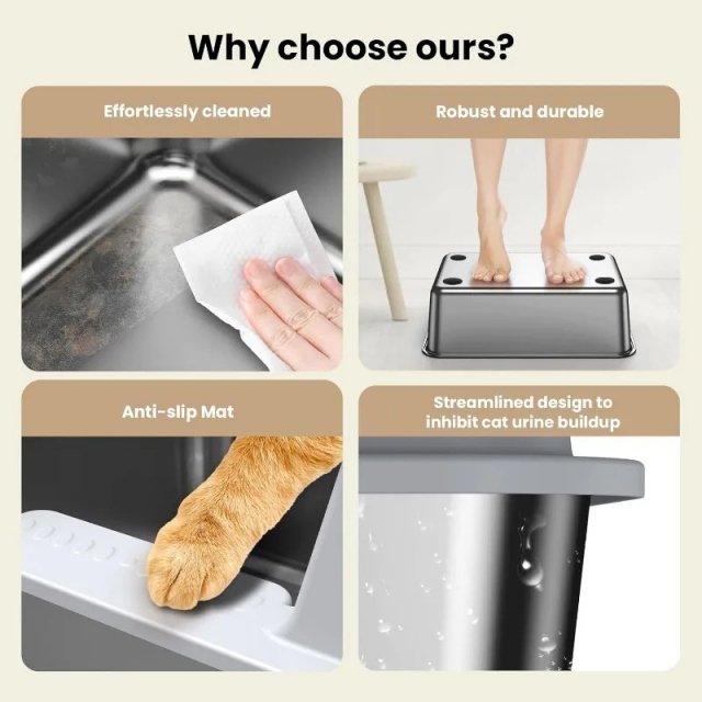 Stainless Steel Cat Litter Box with Lid - Image 5