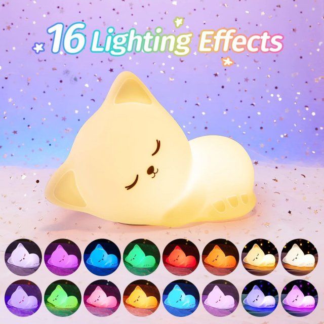 USB Rechargeable Soft Silicone Cat Night Light - Image 4