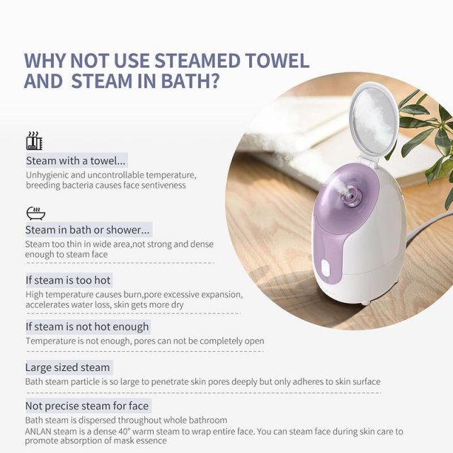 Hot Nano Face Steamer with Adjustable Nozzle and Built-in Mirror - Image 4