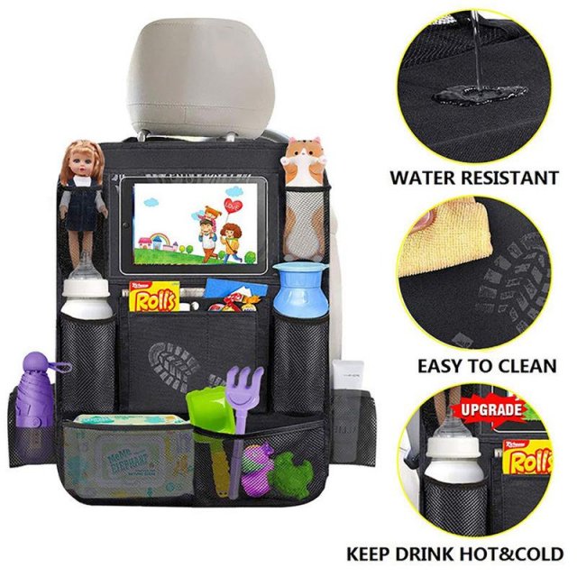 Car Backseat Organizer with Touch Screen Tablet Holder & Multiple Storage Pockets - Image 7