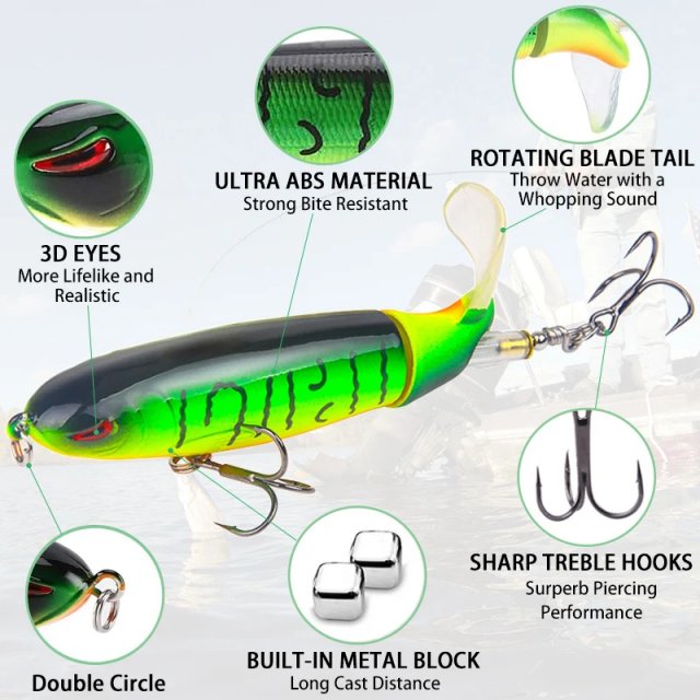 6Pcs Topwater Fishing Lures with Rotating Tail - Image 3