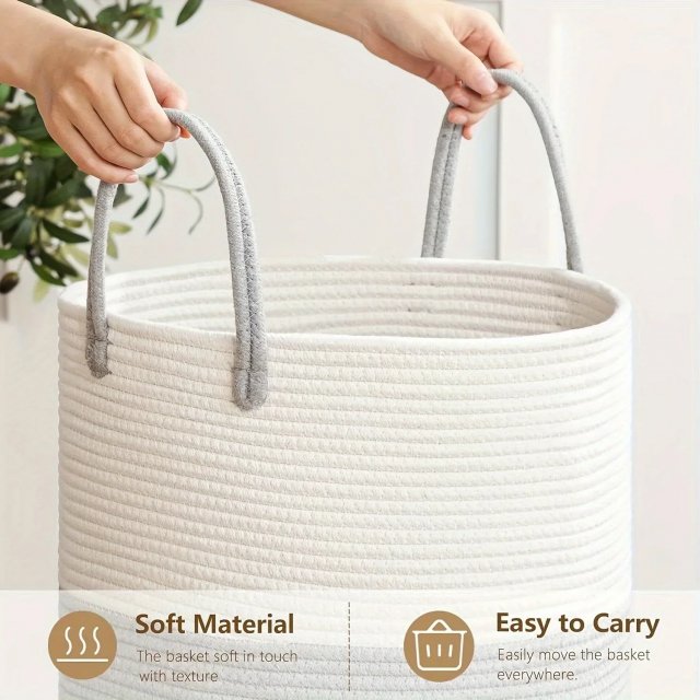58L Large Cotton Rope Laundry Hamper - Image 4