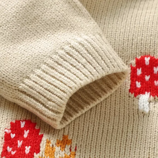 Knitted Baby Romper with Embroidered Mushroom Design - Unisex 0-18M - Image 5