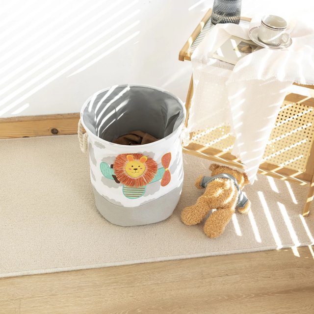 Foldable Cartoon Storage Basket - 15.7" x 13.8" Canvas Organizer - Image 3