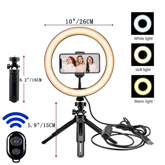 Dimmable LED Ring Light with Tripod Stand - Image 7