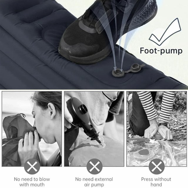 Ultralight Inflatable Camping Mattress with Pillow and Built-in Pump - Image 4