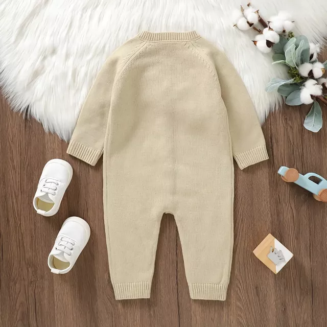 Knitted Baby Romper with Embroidered Mushroom Design - Unisex 0-18M - Image 3