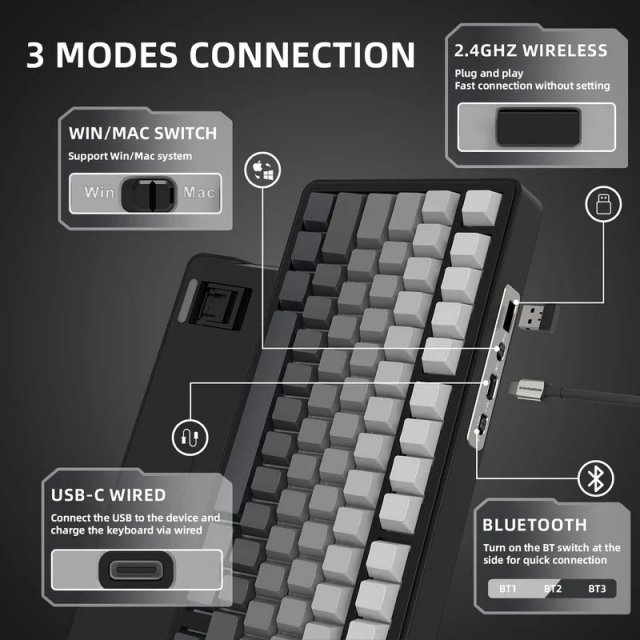 Bluetooth Mechanical Keyboard with TFT Screen & RGB Effects - Image 6