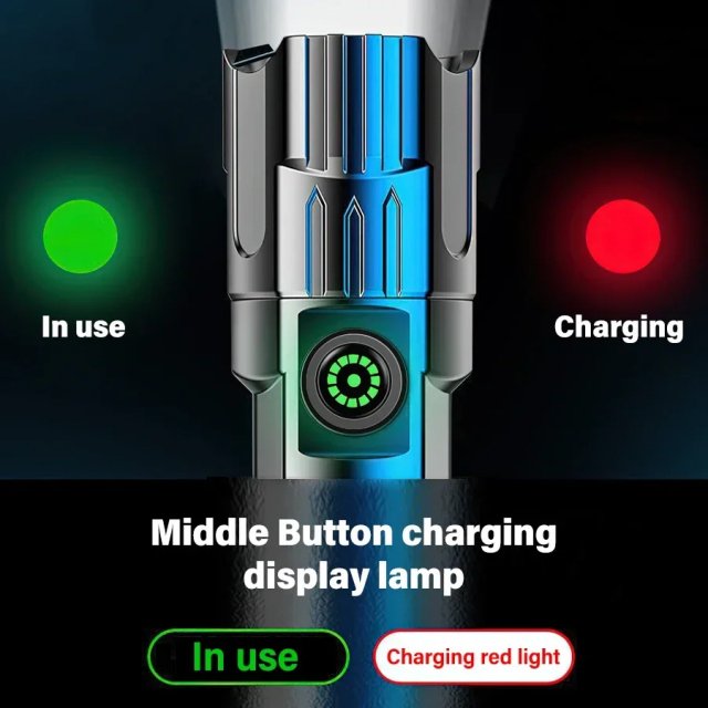 2000 Lumens Tactical LED Flashlight with Zoom & USB Charging - Image 5