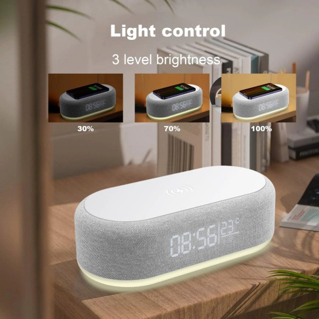 Fast Wireless Charger Alarm Clock with LED Light & Thermometer - Image 4