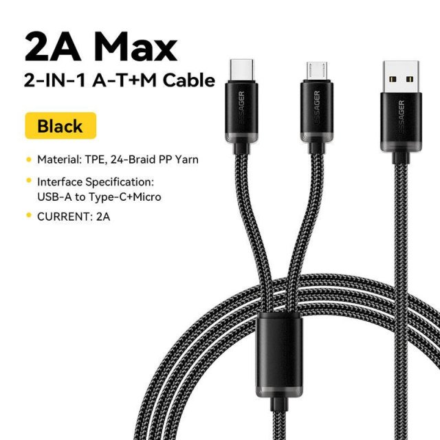 Essager 2-in-1 Micro USB & Type-C Fast Charging Cable - Image 5