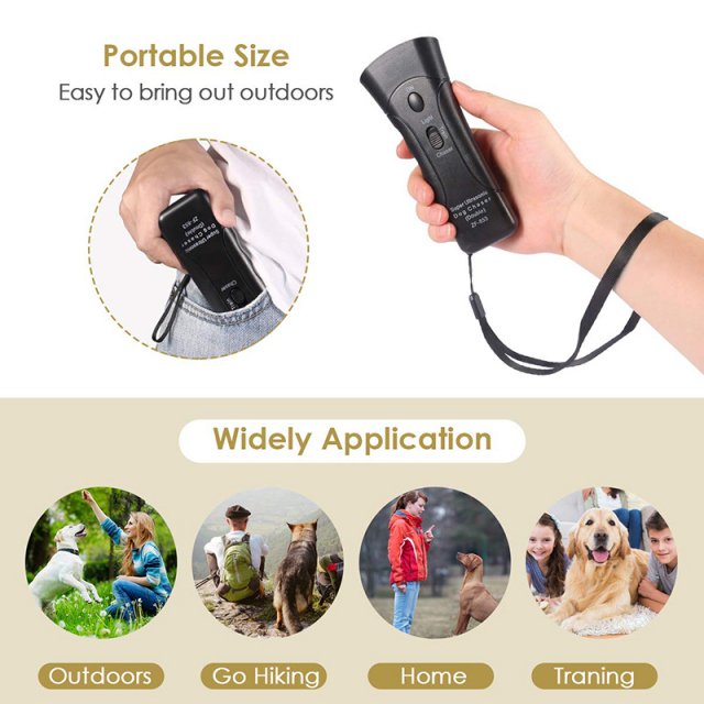 Durable Ultrasonic Dog Repeller with LED Flashlight for Bark Control - Image 3