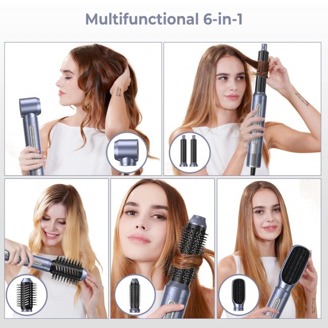 6-in-1 Detachable Hair Dryer Brush & Styling Tool – High-Speed Ionic Blow Dryer & Curle - Image 6