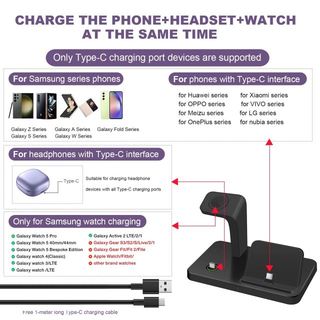 3-in-1 Fast Charging Station for Samsung Galaxy - Image 5