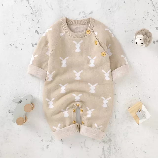 Cotton Knitted Newborn Baby Romper - Cute Rabbit Design 0-18M - Image 6