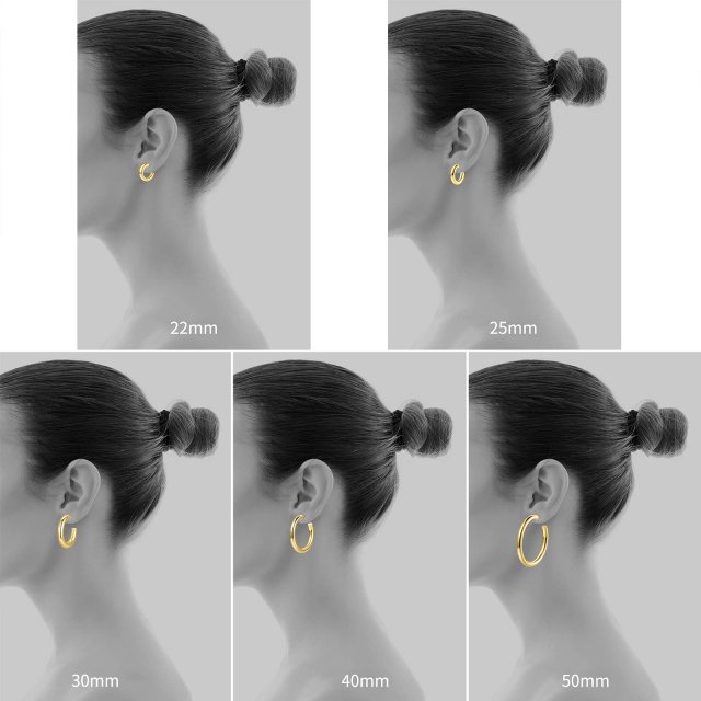 14K Gold Plated Chunky Hoop Earrings - Image 4