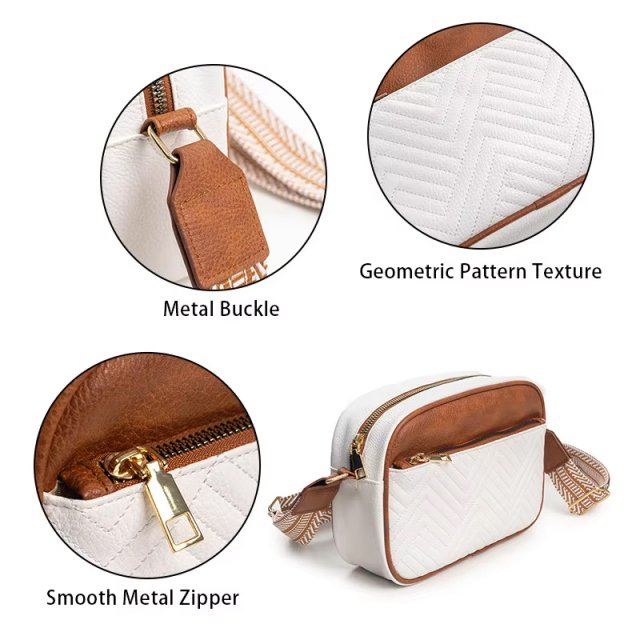 Quilted Embroidered Grid Shoulder Bag - Image 4