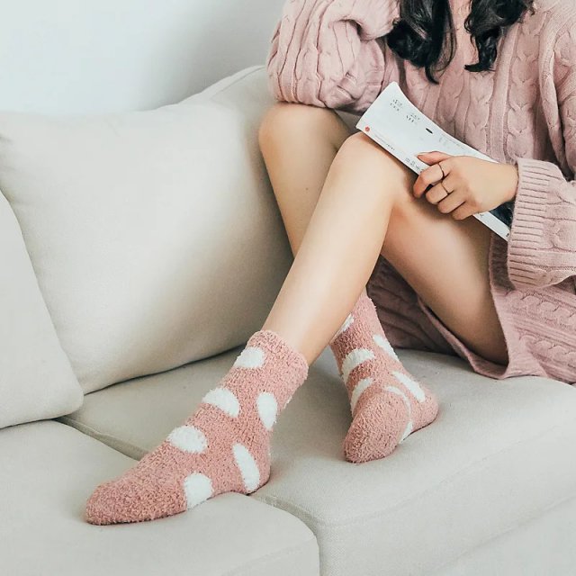 Cute Candy Color Soft Fluffy Dot Socks for Women - Image 4