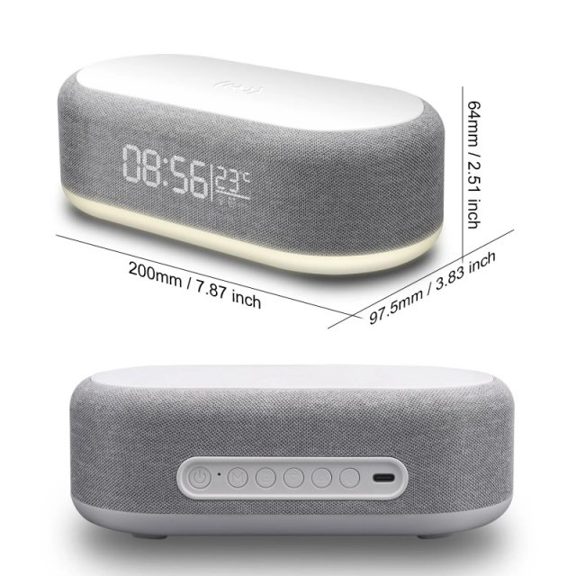 Fast Wireless Charger Alarm Clock with LED Light & Thermometer - Image 7