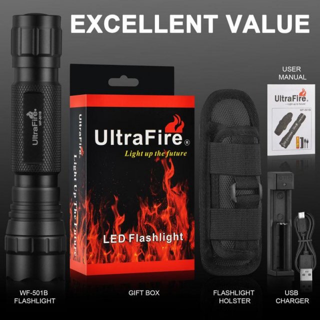 1200LM Tactical LED Flashlight with Holster and Rechargeable Battery - Image 6