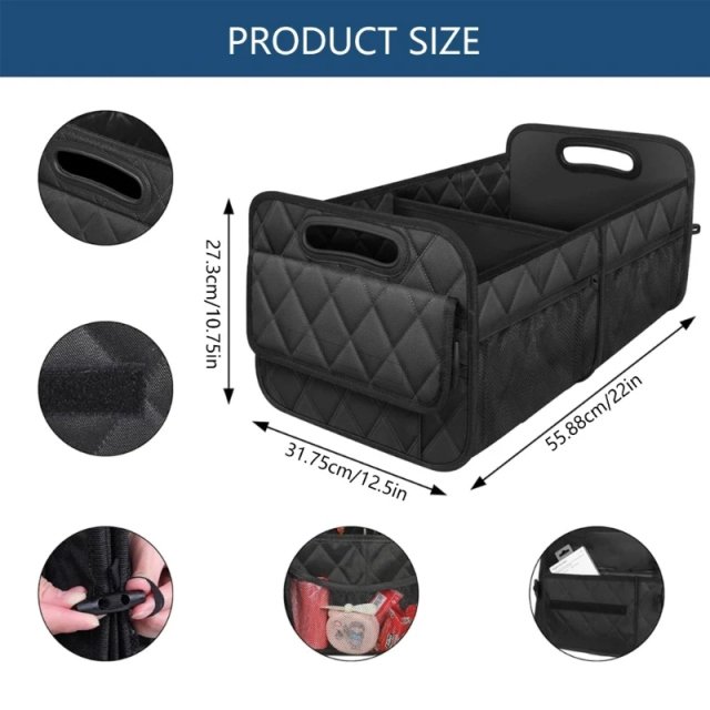Foldable Car Trunk Storage Organizer with Adjustable Dividers - Image 4