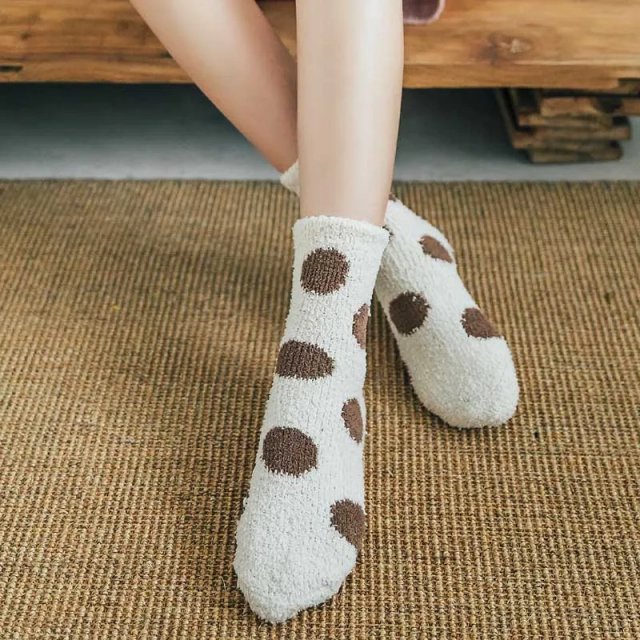 Cute Candy Color Soft Fluffy Dot Socks for Women - Image 5