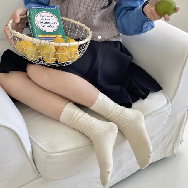 Cotton Knitting Women’s Japanese Style High Socks - Image 5