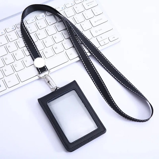 Leather ID Holder with Neck Strap - Image 5