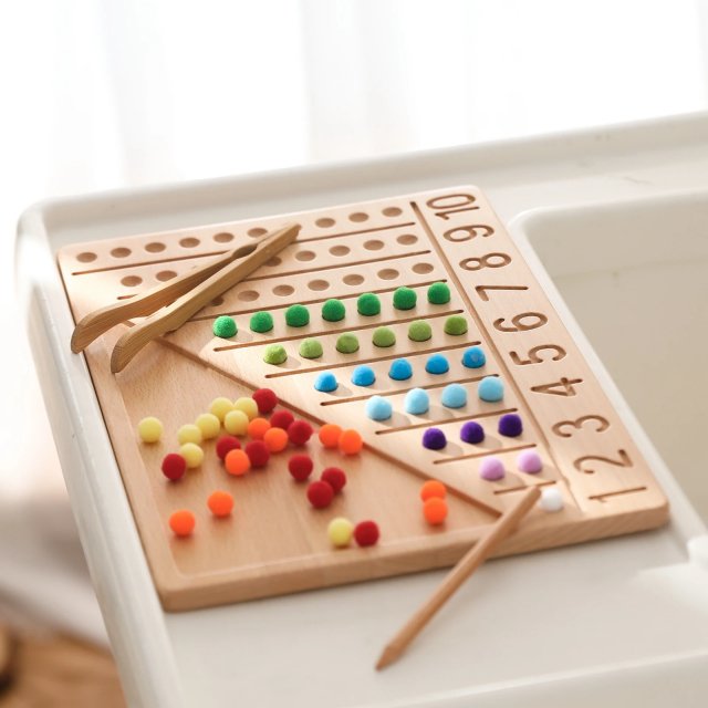 Double-Sided Wooden Montessori Letter Tracing and Counting Board - Image 5