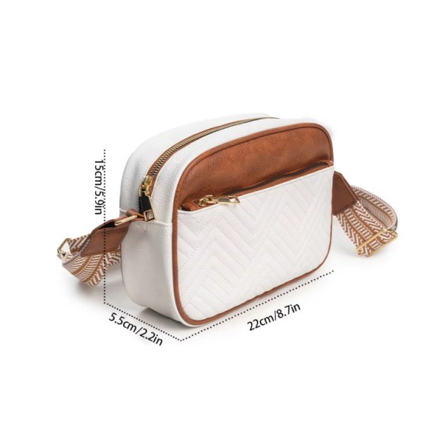 Quilted Embroidered Grid Shoulder Bag - Image 7