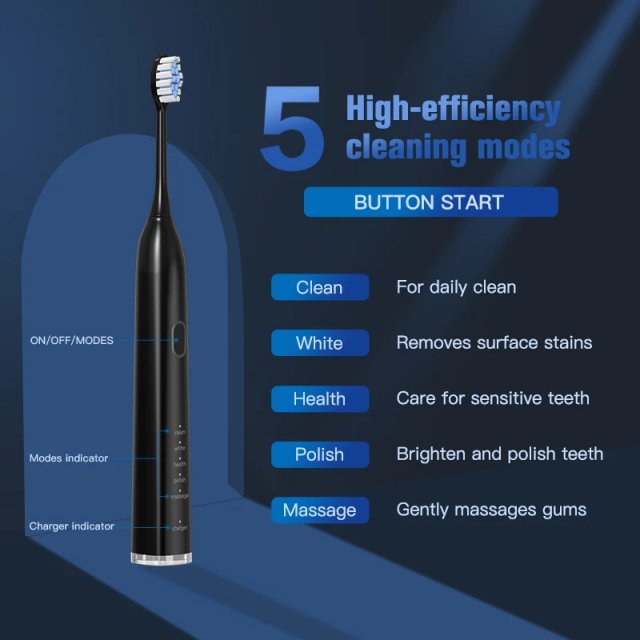 Sonic Electric Toothbrush with 5 Modes – Whitening & Deep Cleaning, IPX7 Waterproof - Image 3