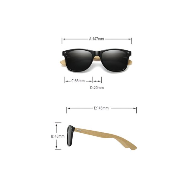 Vintage Bamboo Wood Square Sunglasses - Image 5