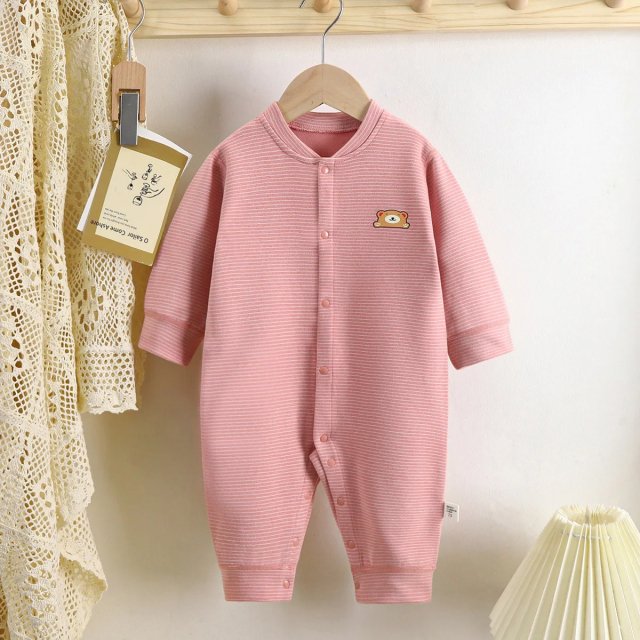 Newborn Girls Long Sleeve Plush Cartoon Romper – Cozy Single Breasted Baby - Image 3