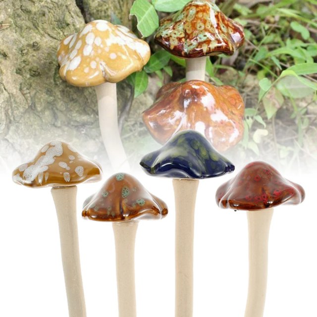 4Pcs Ceramic Garden Mushroom Ornaments – Realistic Waterproof Fairy Decorations - Image 3