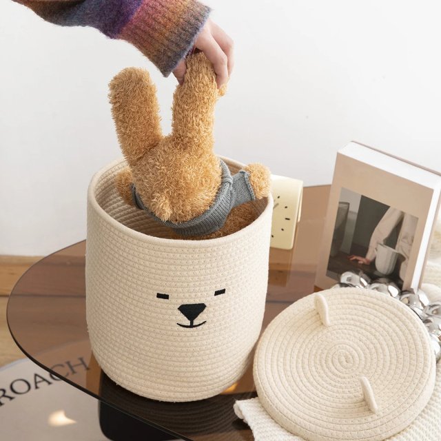 Foldable Storage Basket with Lid for Living Room, Bedroom & Study - Image 5