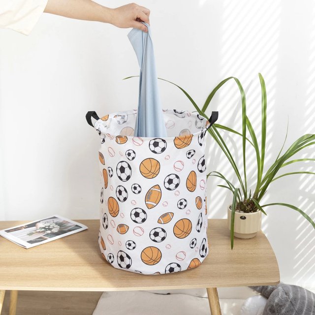 Laundry Basket for Dirty Clothes Soccer Balls Sport Football Pattern - Image 5