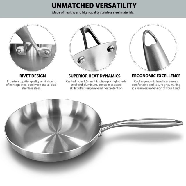 24CM Stainless Steel Frying Pan - Image 2