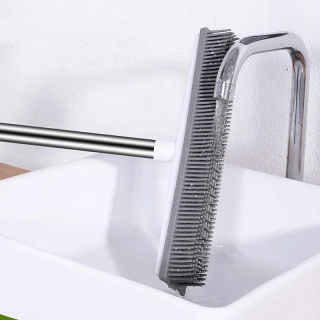 Rubber Broom and Carpet Rake with Squeegee for Pet Hair Removal - Image 3
