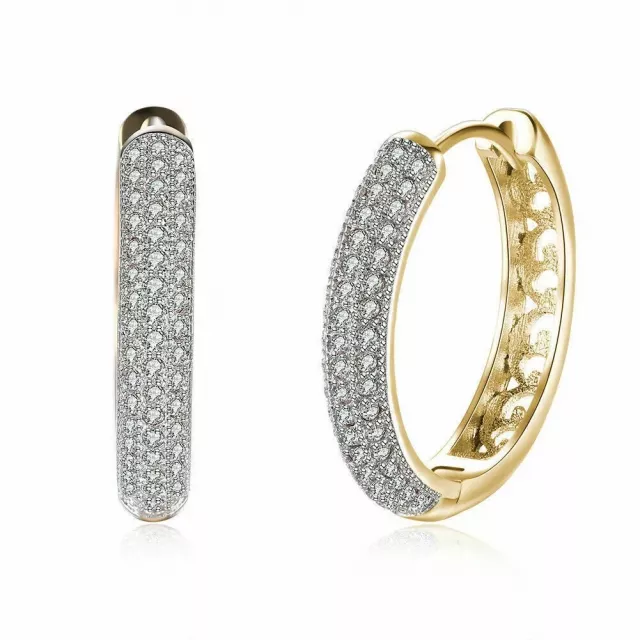 18K Gold Plated Sterling Silver Zircon Hoop Earrings - Image 4