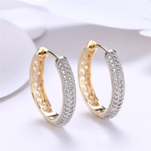 18K Gold Plated Sterling Silver Zircon Hoop Earrings - Image 3