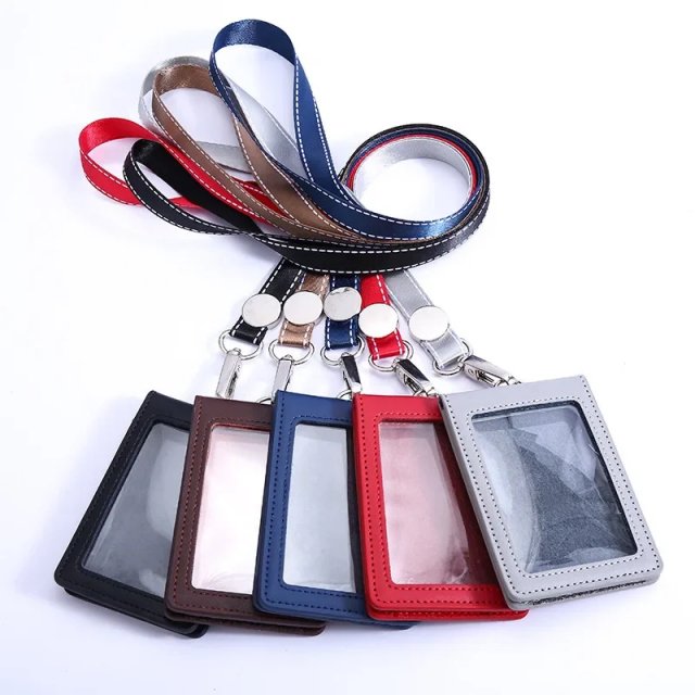 Leather ID Holder with Neck Strap - Image 3