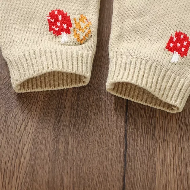 Knitted Baby Romper with Embroidered Mushroom Design - Unisex 0-18M - Image 7